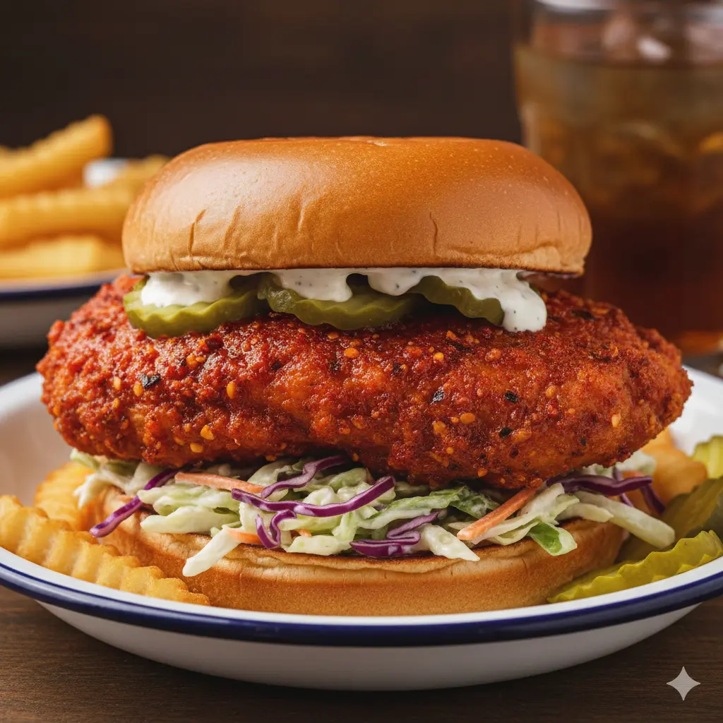 Nashville hot chicken sandwich at Foothills Foods in Calgary, AB